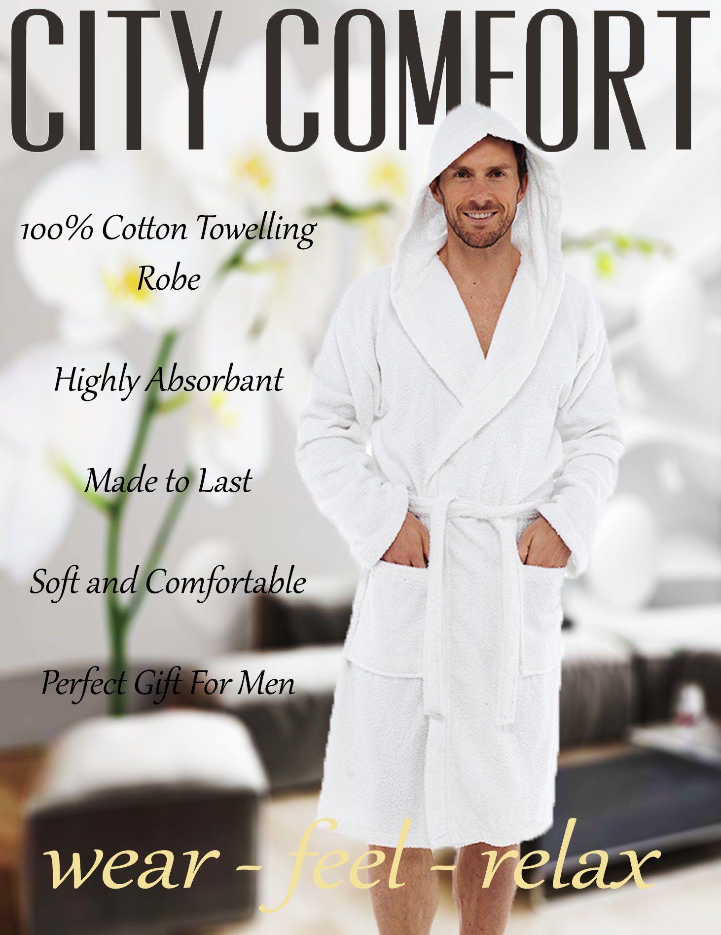 Insane Sale Mens 100 Cotton Terry Towelling Hooded Shawl Collar