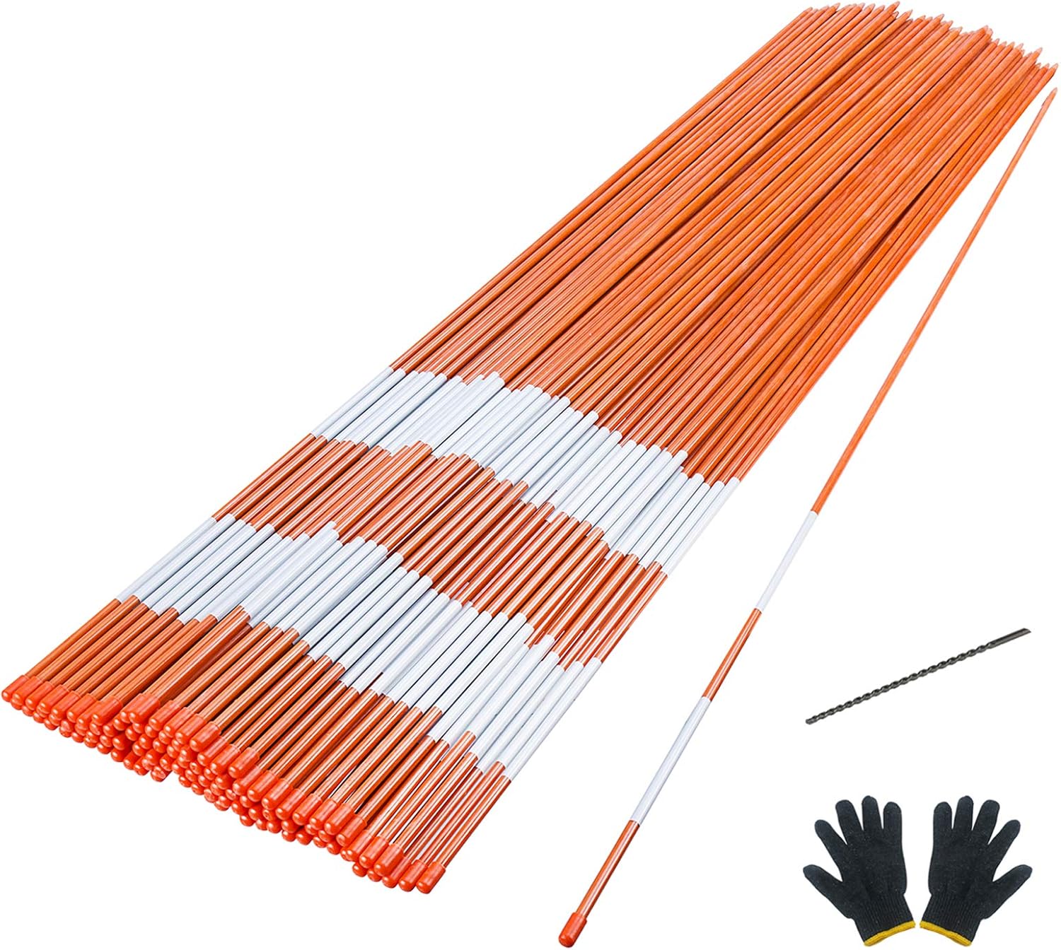 Sunnyglade 100PCS 48 Inch Driveway Marker 5/16 Inch Dia Reflective Driveway Poles Fiberglass Snow Stakes with Reflective Tape for Easy Visibility at Night : Home Audio & Theater