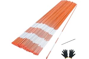 Sunnyglade 100PCS 48 Inch Driveway Marker 5/16 Inch Dia Reflective Driveway Poles Fiberglass Snow Stakes with Reflective Tape for Easy Visibility at Night