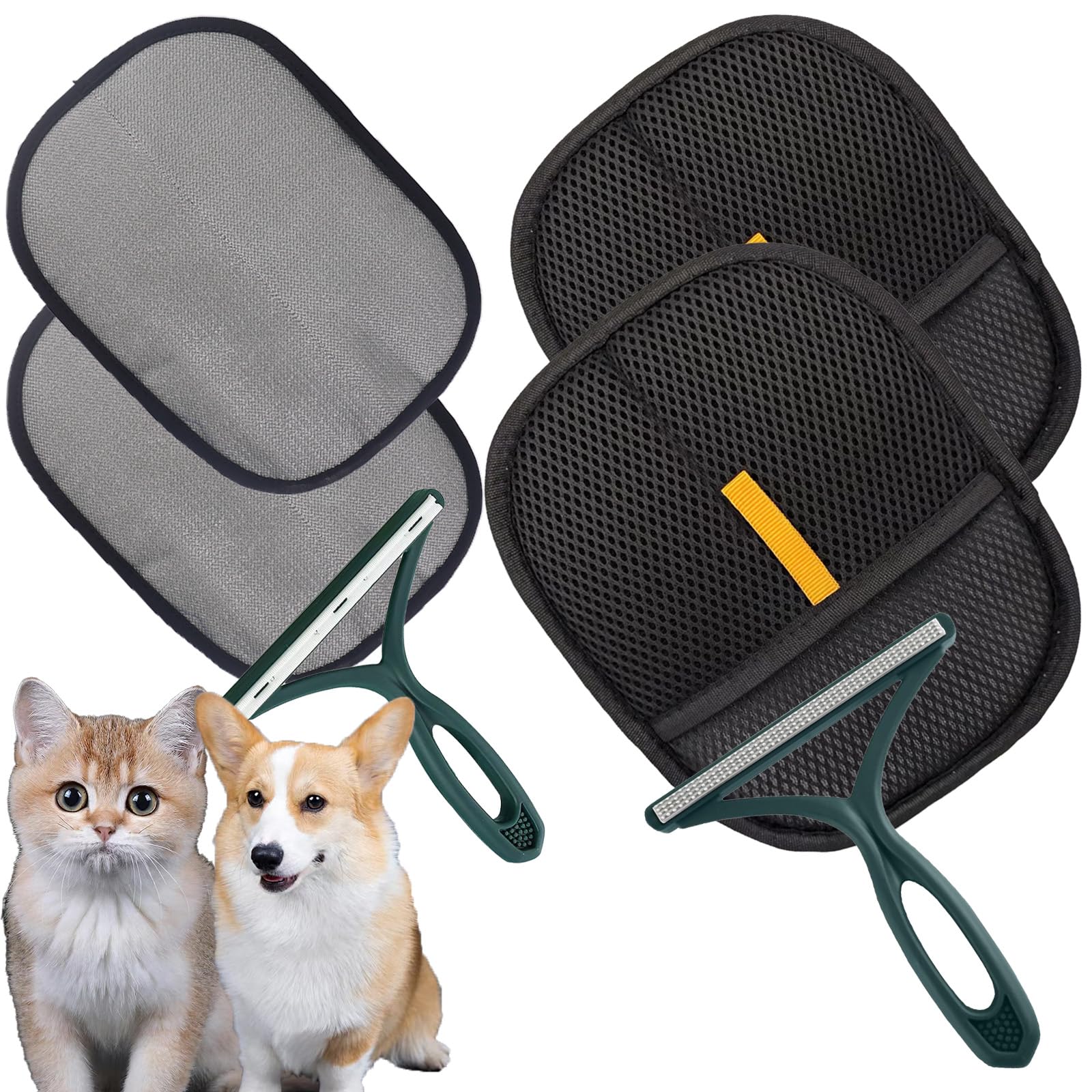 Photo 1 of Rorodog 2-Pack Pet Hair Removal Gloves with A Hair/Lint Removal Tool – Remove Cat/Dog Fur from Clothing, Furniture, Car Seats, Bedding & Carpet – Reusable & Washable Lint Hair Remover for Pet Owners