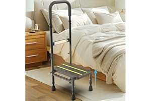 Packve Step Stool with Handle for Elderly Adults, Adjustable Handrail & Leg, Sensor Light, Medical Stepping Stools for High B