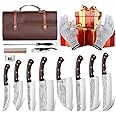 TIJERAS 14PCS Butcher Knife Set for Meat Cutting, Premium Japanese Chef Knife Set with Knife Bag, High Carbon Steel BBQ Knife Set Cooking Kitchen Knives Set for Father's Day Christmas Gift
