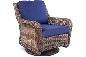 Krikacy Cambridge Outdoor Rocking Chair Patio Swivel Rocker All-Weather HDPE Rattan Wicker Patio Furniture w/CushionGuard, fo
