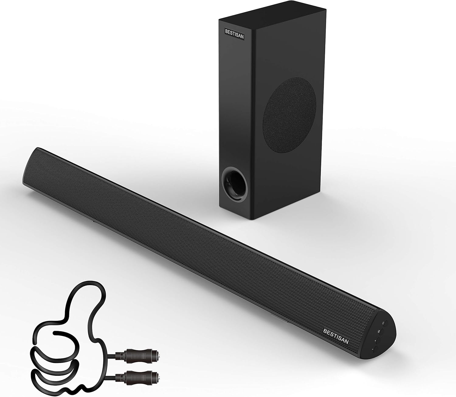 Sound Bar with Subwoofer for TV, BESTISAN 120W 2.1 Wired