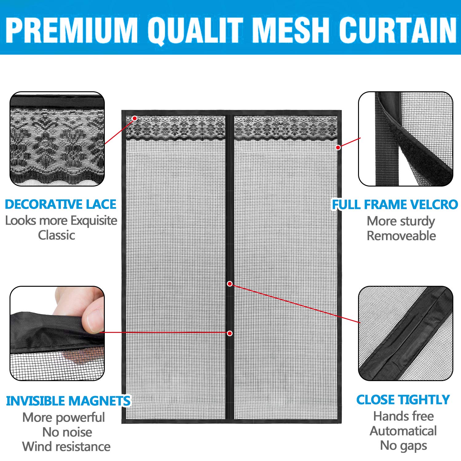 Joypea Screen Door Fits Door Size up to 72"x80"(L) with