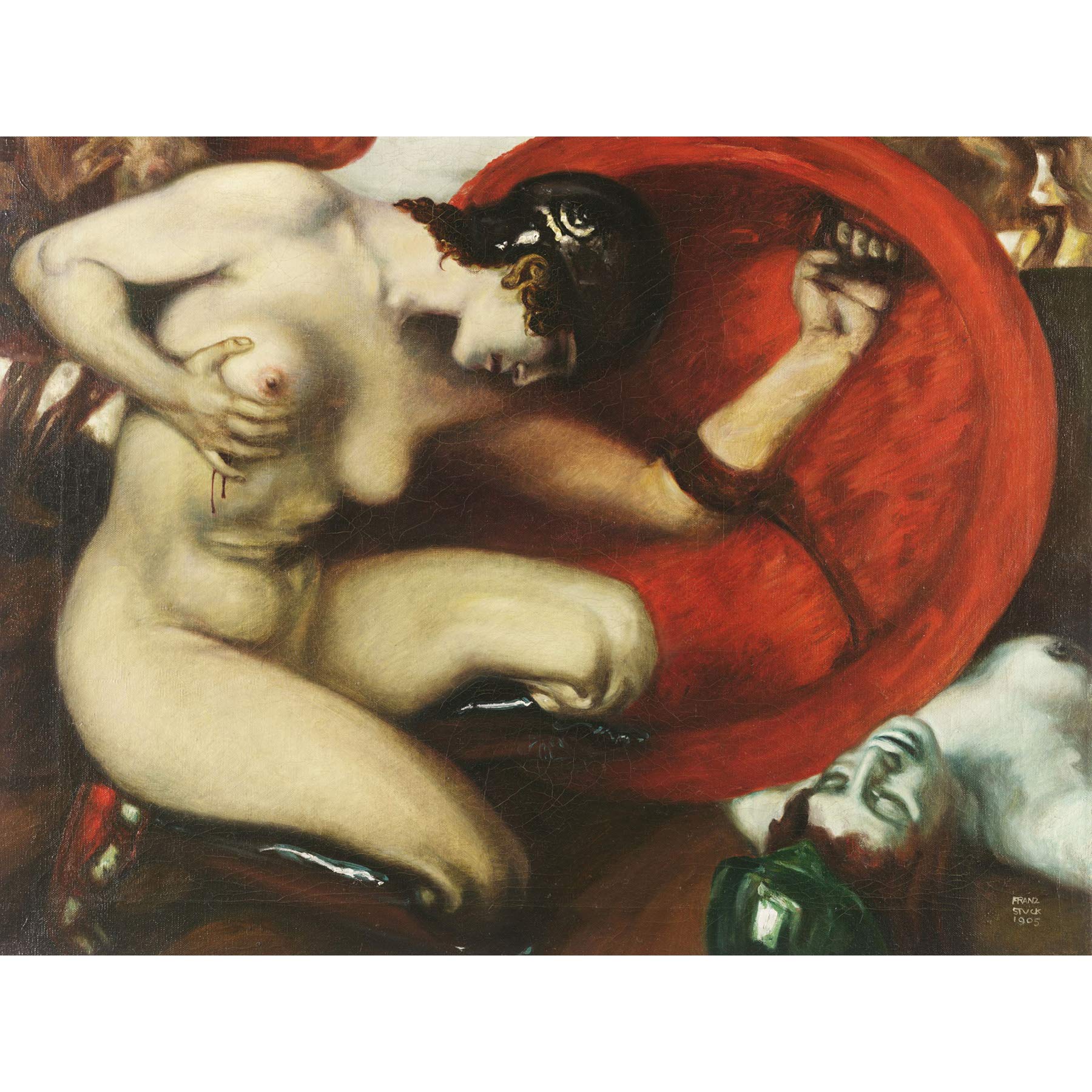 Artery8 Von Stuck Wounded Amazon Painting Large Wall Art Poster Print Thick Paper 18X24 Inch