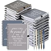 Honoson 50 Sets/100 Pcs Valentines Employee Gifts May You Be Proud The Work Notebook with Ballpoint Pen Inspirational Journals Office Valentines Thank You Gifts for Team Coworker Staff (Chic Color)