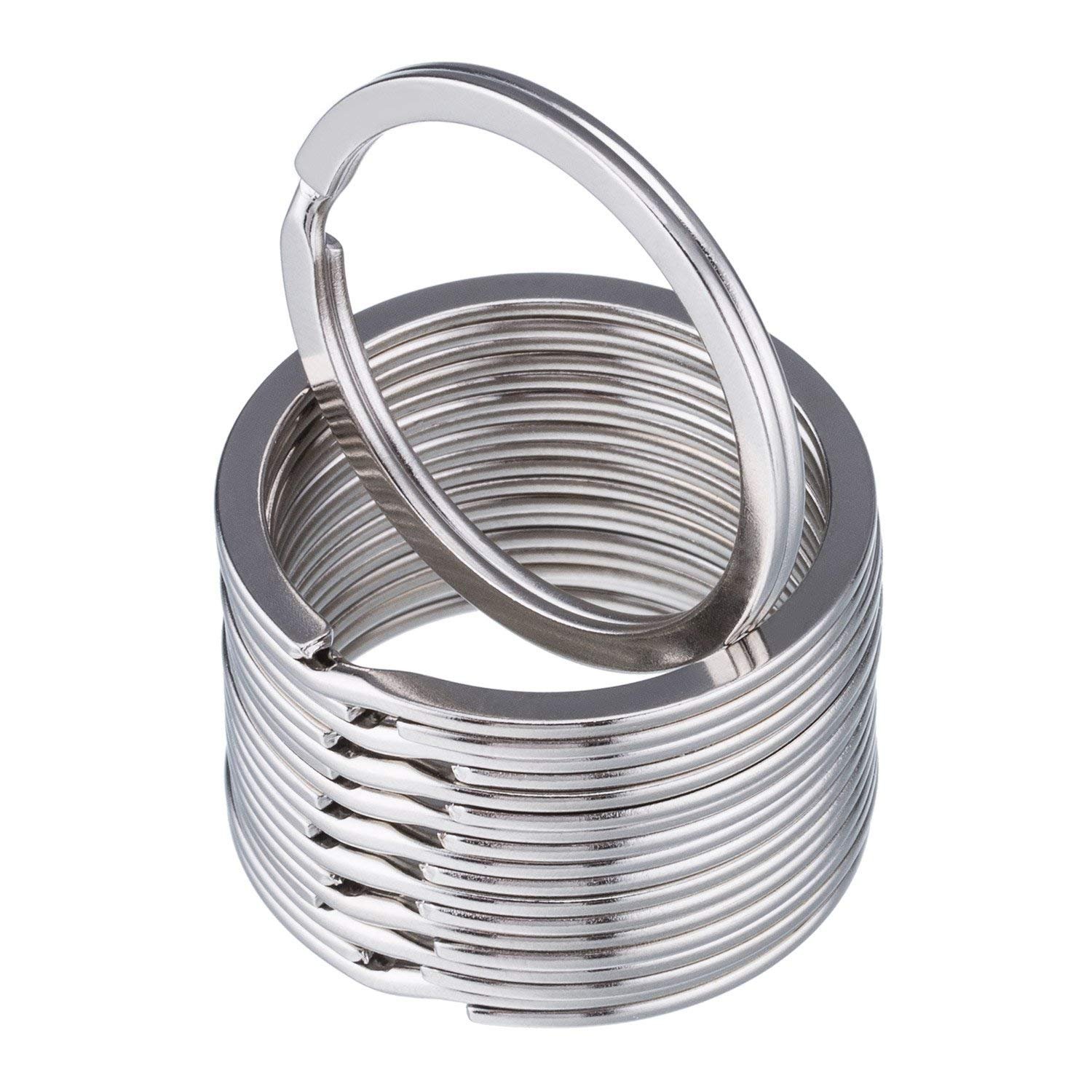 30mm Round Flat Key Chain Rings 100 pcs Metal Split Ring for Home Car Keys Organization, Silver