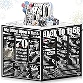 Cool 70th Birthday Card Gifts for Men Women, Large 3D Pop-up 70 Year Old Bday Card for Him Her, Best Happy Turning 70 Birthday Gift Ideas for Dad Husband, Back In 1956 70th Birthday Decorations, Black
