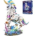 JMBricklayer Unicorn Building Blocks Set for Adults with Lights 70008, Art Creator Animals Display Model Kit, Cool Rainbow Un