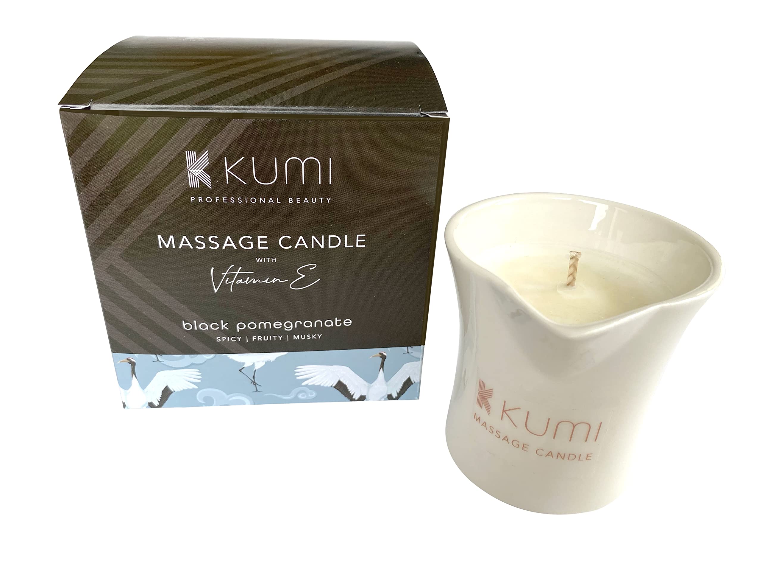 Kumi Aromatherapy Massage Candle - Scented Candle for Massage - Plant Based & Vegan Massage Oil Based Candle - Home Spa - UK Made - 100g - Black Pomegranate