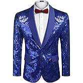 COOFANDY Men's Sequin Blazer Sparkly Glitter Jacket Shiny Floral Suit Jacket Stylish Party Wedding Banquet Prom Tuxedo