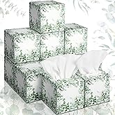 Fourluoo 12 Pack Fall Eucalyptus Facial Tissues Cube Boxes 600 Sheets 3 Ply Small Square Green Eucalyptus Face Tissues Bulk f