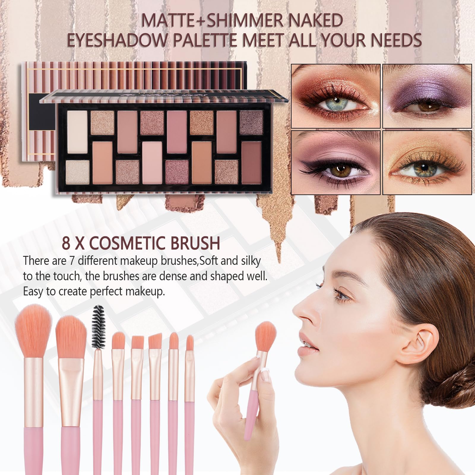 Moobirlet Teen Makeup Kit For Girl Include Eyeshadow Palette,Eyeliner,Makeup Brush Set,Lipgloss Set,Mascara, Eyebrow Pencil Make up Set Gift for Women Full Kit