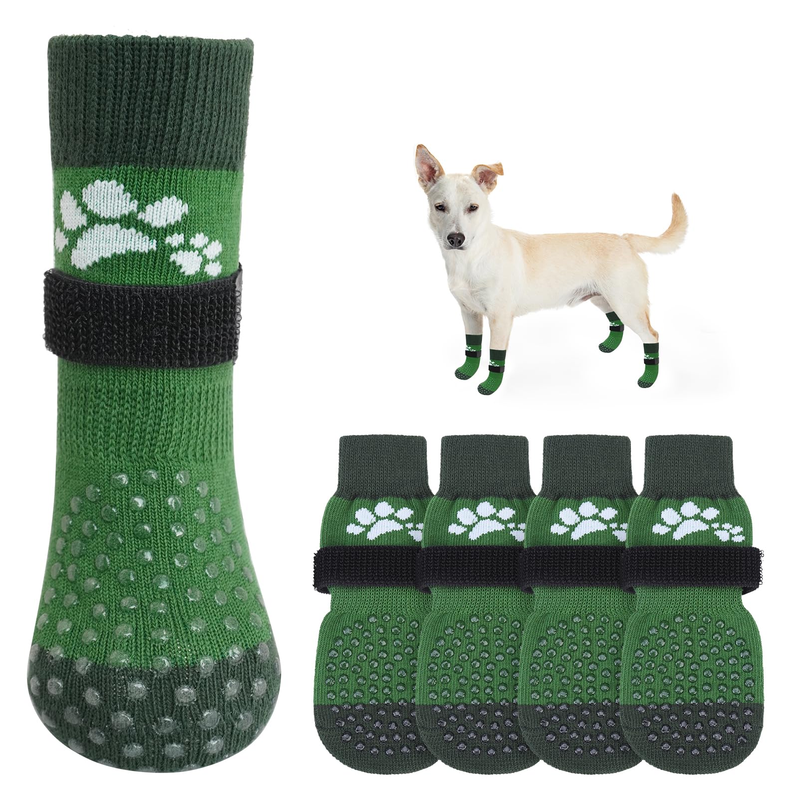 Photo 1 of SCENEREAL Anti Slip Dog Sock to Prevent Licking Paws for Hardwood Floors, Boots & Paw Protector Shoes for Hot/Cold Pavement with Grippers, Double Sides Grips for Small Medium Large Senior Dogs, XS