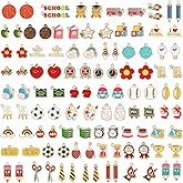 SANNIX 110Pcs 55 Pairs Teacher Enamel Charms for Jewelry Making, Student Charms Cute Book Pencil Sports Pendants for DIY Necklace Bracelet Earring Craft Back To School Accessory