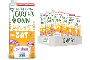 Earth's Own - Oat Milk Original | 12 Pack - 946ml | Plant Based Beverage | Non GMO | Dairy Free | Vegan Friendly | Made in Ca