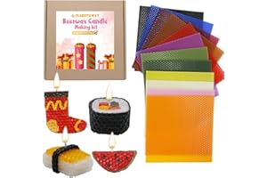 Clarissaway Beeswax Candle Making Kit -12 Pcs Beeswax Sheets for Candle Making Hand Make Your Own Beeswax Rolling Sheet Crafts Gift Kit, DIY Candle Making Kit for Kids, 8 x 8 inch-Vibrant Colors