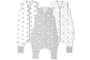 Mama Cheetah Toddler Sleep Sack with Feet 3T-4T, 0.5 TOG Organic Cotton Baby Wearable Blankets with Legs, Baby Sleeping Bag for Walkers, Early Walker Large, 3-Pack