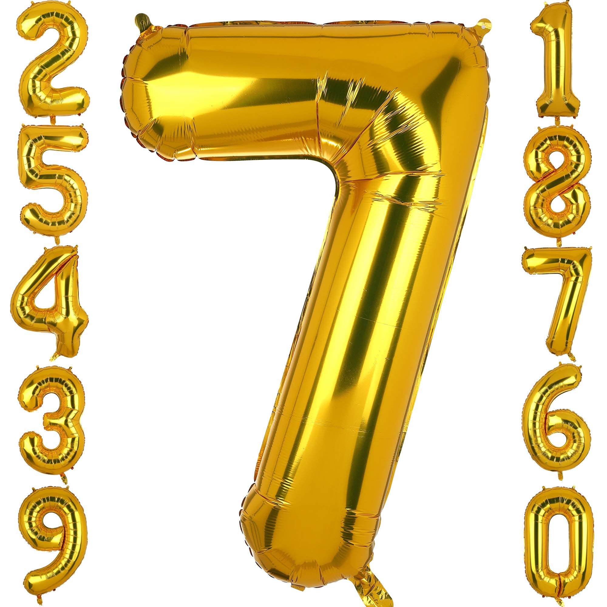 40 Inch Large Foil Number 7 Balloons Gold Big Mylar Helium Balloon Birthdays Party Decorations Supplies