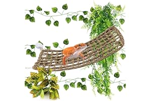 PietyPet Bearded Dragon Accessories, Bearded Dragon Hammock Reptile Hide Decor, Leopard Gecko Tank Accessories Reptile Hammock with Jungle Climbing Vines Plants for Chameleon, Lizards, Gecko, Snakes
