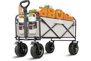 MAGELOLY 380 LBS Collapsible Wagons Carts Foldable, 150 L Utility Carts with Wheels for All Terrain, Heavy Duty Beach Wagon for Kids, Portable Large Shopping Cart for Camping Fishing Sports Grocery