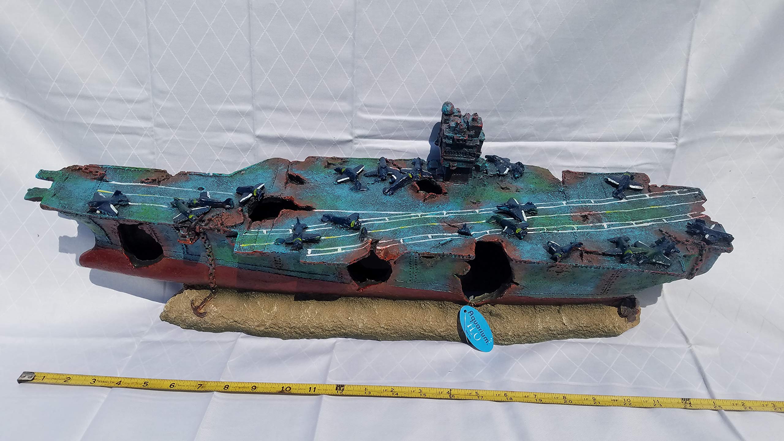 Extra Large Military Aircraft Carrier Wreck Aquarium Ornament, 27