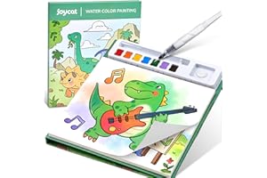 JoyCat Paint with Water Coloring Books for Toddlers, Watercolor Painting Sets for Kids Ages 3-5 4-8, Arts and Crafts Drawing Activities Toy Birthday Gift for Boys Girls (Dinosaur & Vehicle)