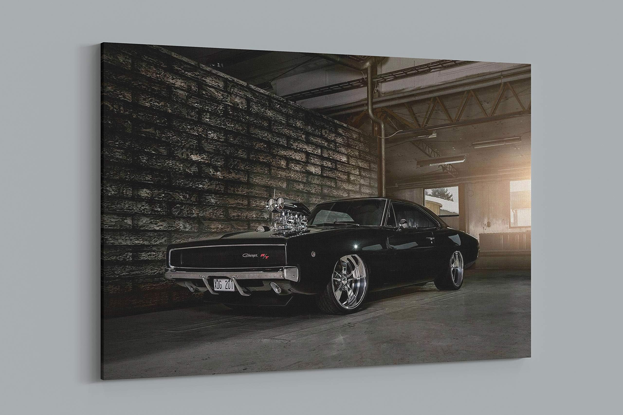 Dodge Charger 1968 Gallery Framed Canvas Art Picture Print