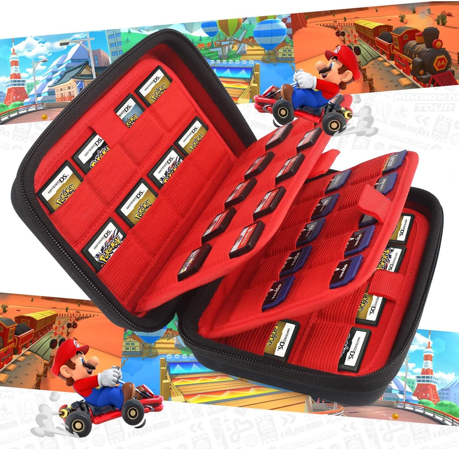Momen Nintendo Switch Game Case of 72 in 1Cartridges Protective and Hard Storage Carrying Organizer Holders Bag with Double Zipper for Nintendo 3DS/2DS DS microSD Memory Cards(Black): Computers & Accessories
