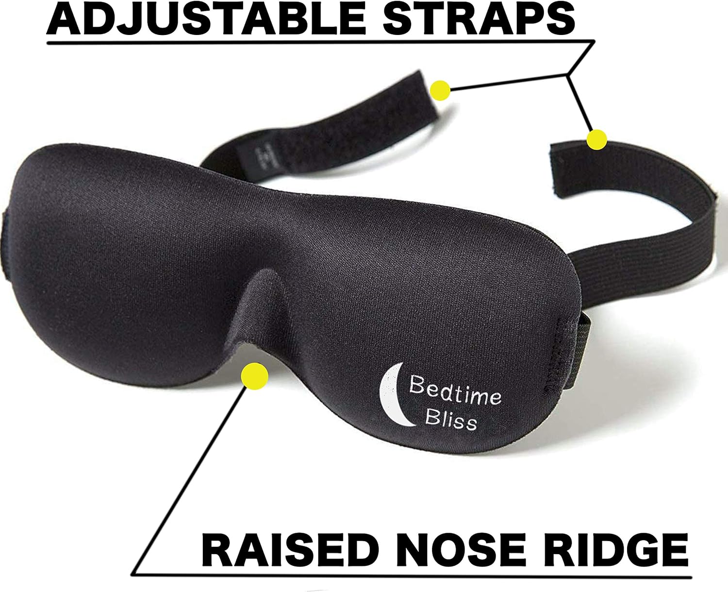 Bedtime Bliss Luxury Sleeping Eye Mask for Men & Women. Our Sleep Masks are Adjustable, Contoured & Comfortable for Full Blackout - Includes Carry Pouch and Ear Plugs -  Black : Beauty