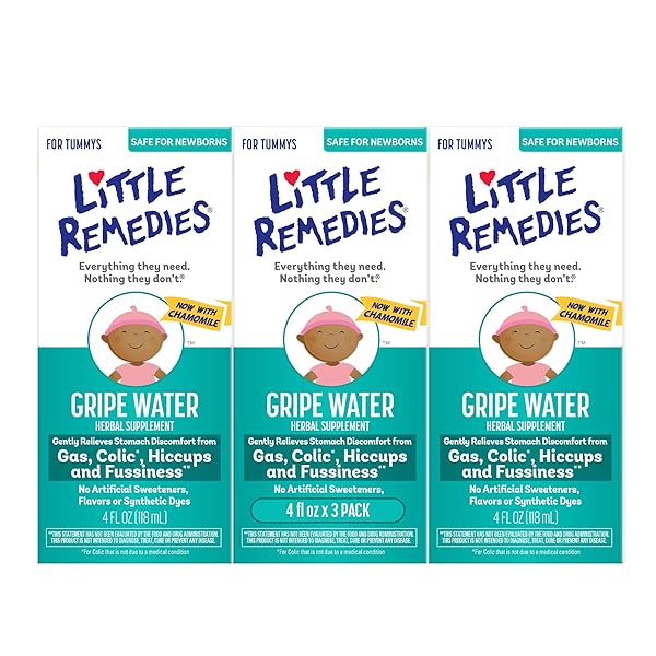 LITTLE REMEDIES GRIPE WATER FOR BABIES, COLIC AND BABY GAS RELIEF FOR NEWBORNS, 4 FL OZ, 3 PACK