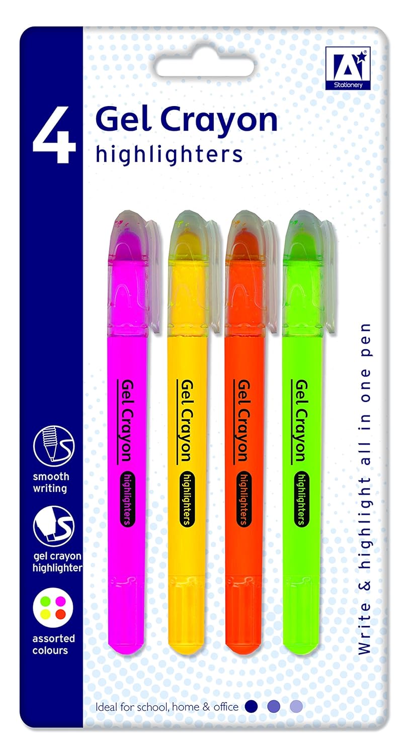 Gel Crayon Highlighter, Assorted Colors Pack of 4 Amazon.co.uk