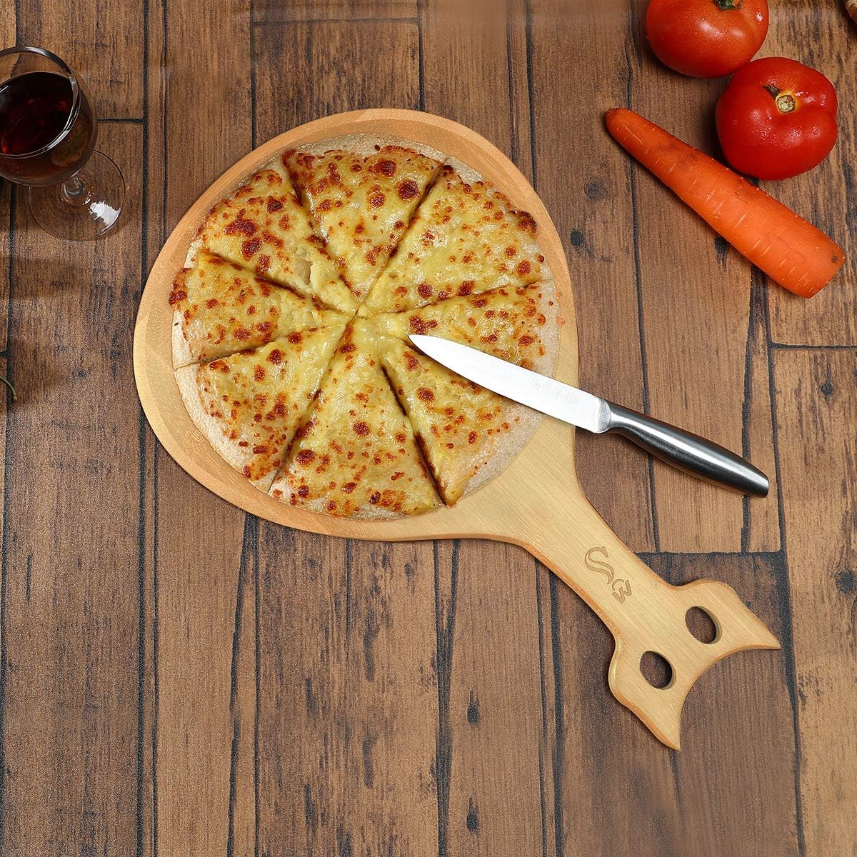 Pizza Peels, Pizza Peel, Pizza Peel Wood, Pizza Paddle, Pizza Peel 14 inch, Wooden Cutting Board, Pizza Stone for oven, Pizza Spatula, Bread, Cutting Fruit, Vegetables (14X8 Inch Cat): Kitchen & Dining