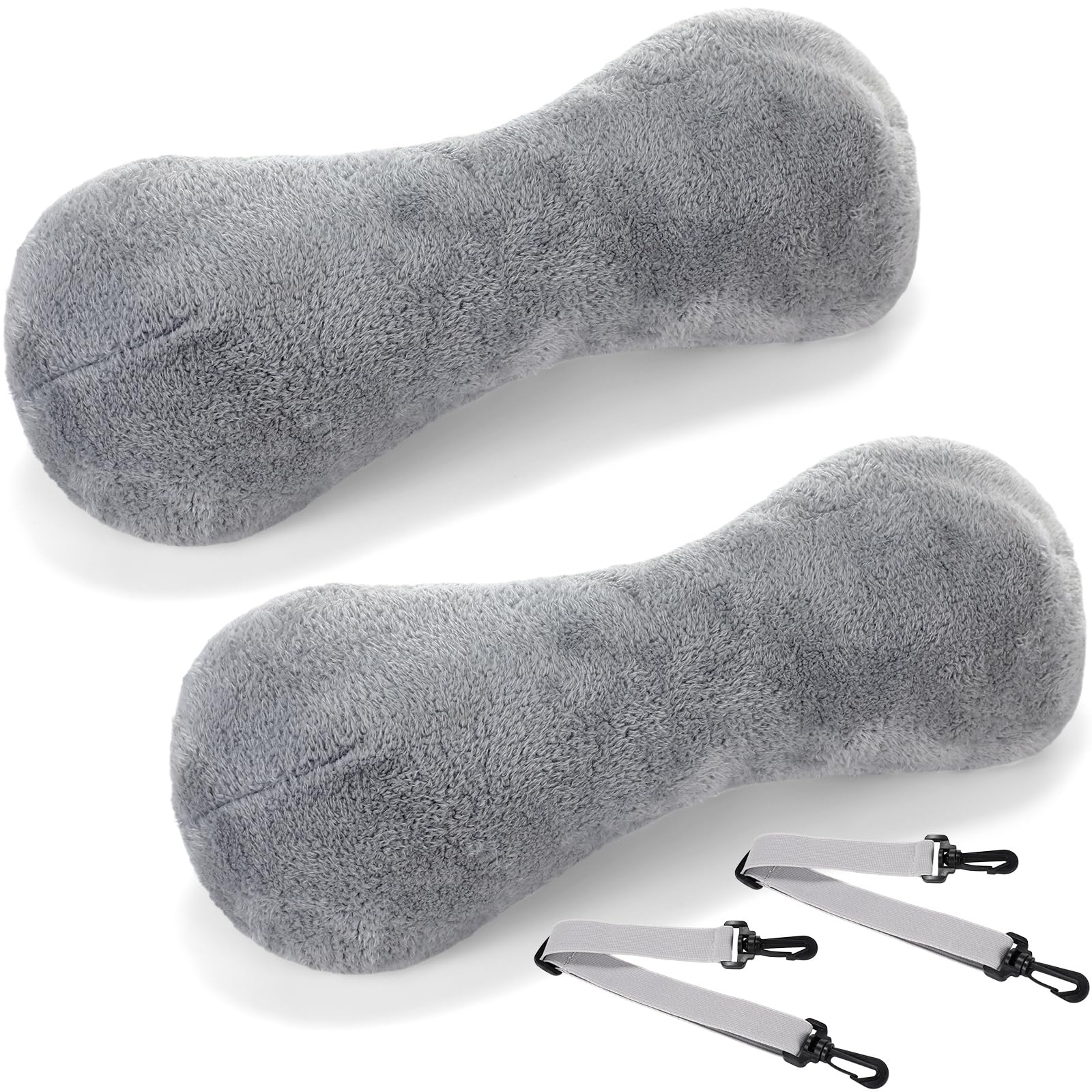 Photo 1 of Colingmill 2 Pcs Neck Pillow for Recliner Headrest Pillow Bone Shaped Chair Plush with Adjustable Strap Neck Support and Pain Relief Curve Head Cushion for Car Travel Airplane (Grey)