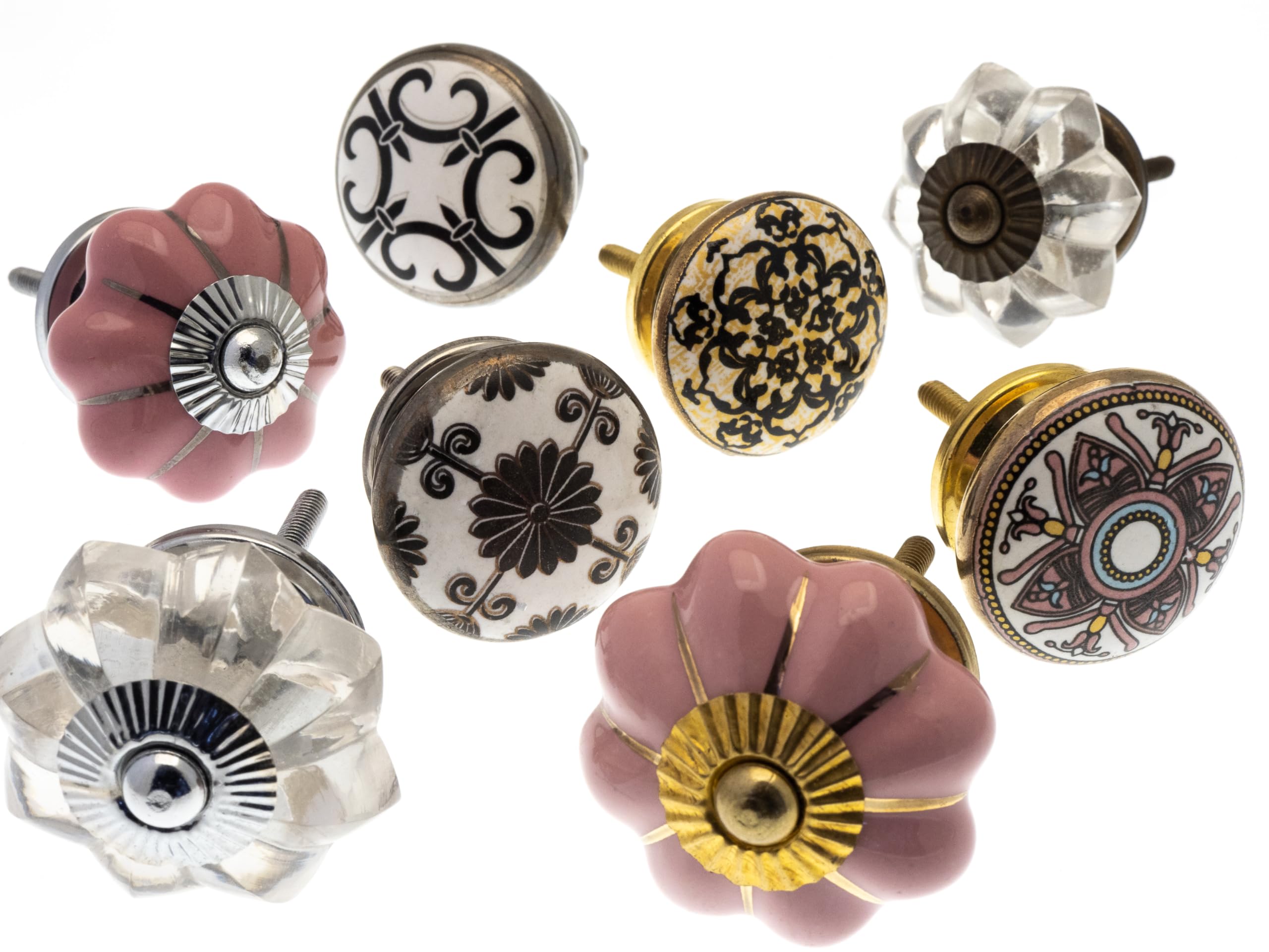 Mango Tree Cupboard Knobs - Decorative Classic Boho Shabby Chic Style and Patterns Ceramic Door and Drawer Handles – Vintage Home Décor Set of 6