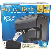 Aqua-Tech Ultra Quiet Power Filter For Aquariums, 10-20 Gallon | For Fish Tanks Up To 20 Gallons, Ultra Quiet, Freshwater Or Marine Fish, Biological Filtration Removes Toxins Fast