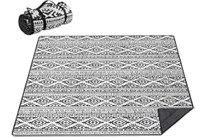 Cuslnox Picnic Blankets Waterproof Foldable Extra Large,80"x 80" Outdoor Beach Blanket Sandproof,3-Layer Lightweight Handy Mat Tote Picnic Camping Rugs for Outside Your Rv(Moroccan Boho Tribal)