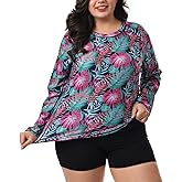 HODOSPORTS Women's Plus Size Rash Guard UPF 50+ Swim Shirt Sun Protection Swimsuit Top Long Sleeve 1X-6X