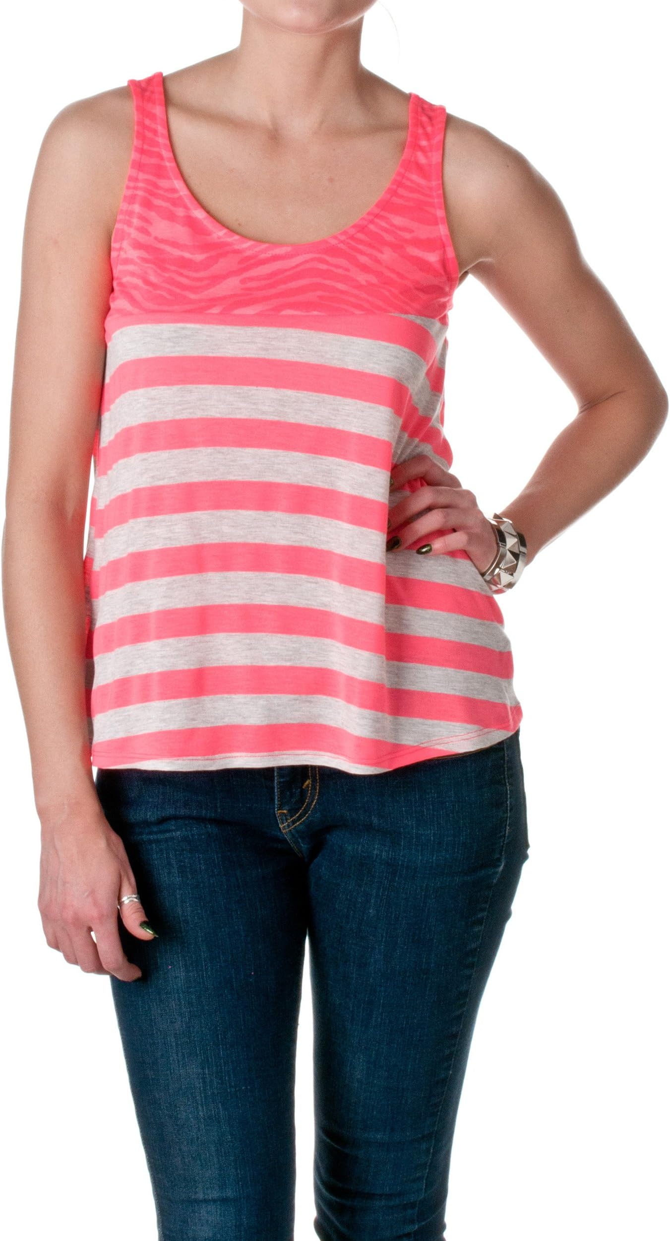 DNA Couture Women's Zebra Print and Striped Tank