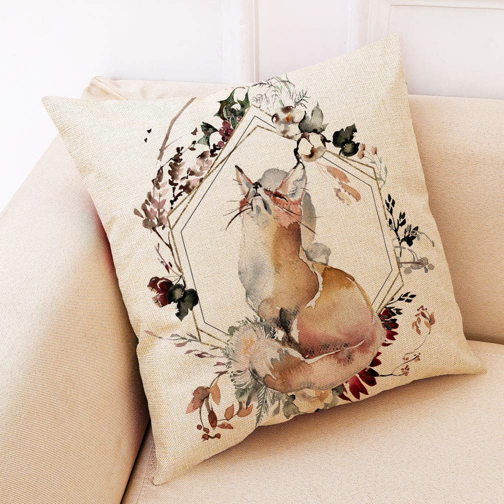 Doomfist Deep Forest Animal Style Throw Pillow Covers Animal Theme Decorative Square Cotton Linen Coastal Cushion Cover Throw Pillow case for 18 X 18 Inch Pillow Covers Set of 4 (NO Insert)