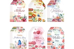 Konsait Mothers Day Gift Tags, 60 Pack Blooming Flower Happy Mothers Day Tags with String, Mothers Day Gift Wrapping Accessor