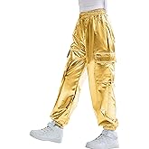 Rolanko Girls Cargo Pants for Kids Loose Streetwear Hip Hop Dance Cotton Cargo Jogger Pants for Kids 4-15 Years