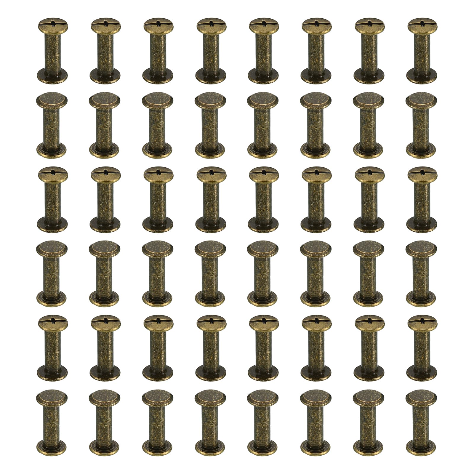 PATIKIL 50 Sets Chicago Screws, M5x16mm Chicago Screws Phillips Binding Post Screw Bolts Leather Rivets Fasteners Connectors Steel for Leather Belt Scrapbook Photo Albums, Brown