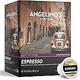 Angelino's Coffee Espresso Dark Roast Coffee Pods, 24 Count - Bold Italian Style Blend - K Cups Compatible for Keurig Brewers - Deep, Velvety Body with Dark Chocolate Notes