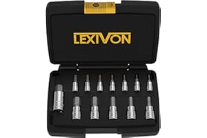 LEXIVON HEX Bit Socket Set, Premium S2 Alloy Steel | 13-Piece SAE 5/64" - 9/16" Set | Enhanced Storage Case (LX-142)
