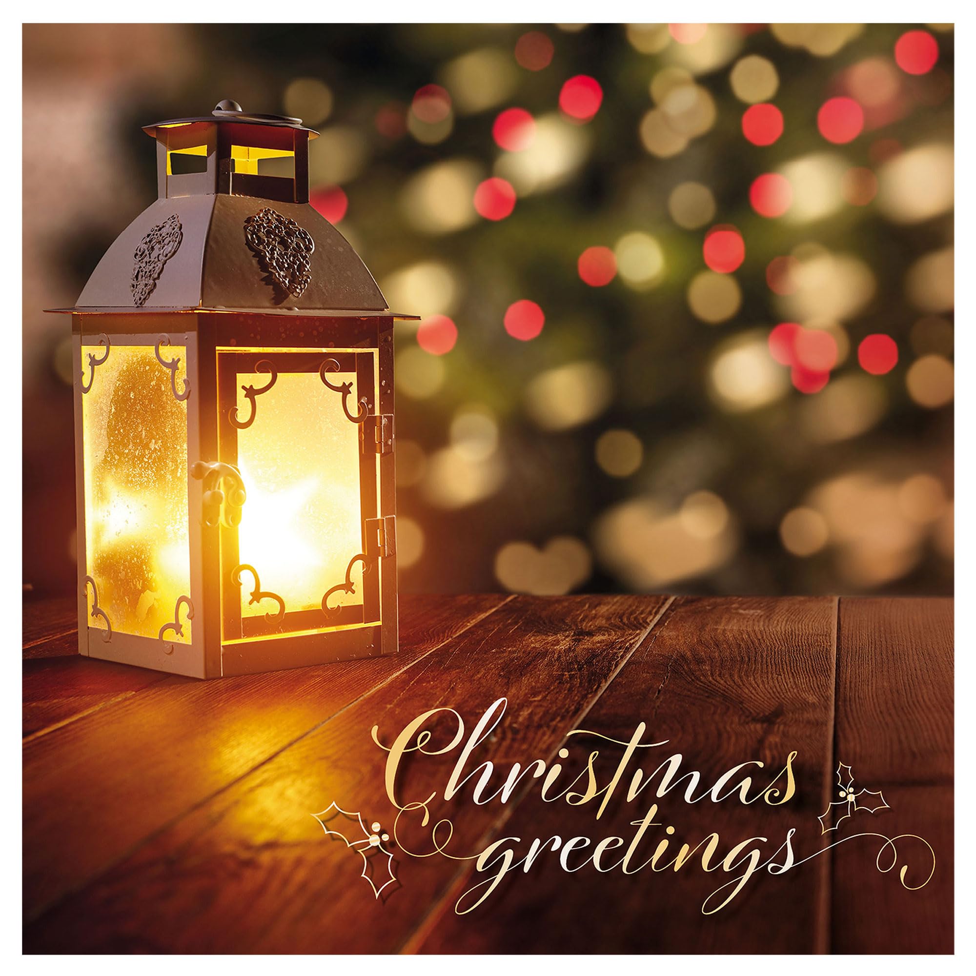 Christmas cards pack - Lantern, 10 Christmas cards 2025 with 10 white envelopes - Designed, printed and hand-packed in the UK, by Just Cards Direct