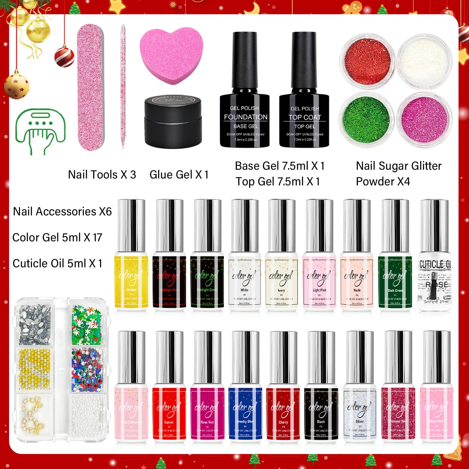Beauty Advent Calendar 2024 for Women Teen Girls Gel Nail Polish Set, Christmas Countdown Calendar Makeup, Xmas Gift Box - Image 2