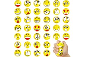 JUUXNCGV 40Pcs Face Stress Balls,Mini 2" Funny Face Squeeze Balls,Stress Relief Foam Balls for Classroom,Coworkers,Gifts,Kids,Party Favors,Present Fillers