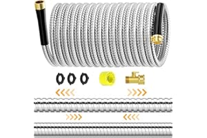 SPECILITE Expandable Garden Hose 50 FT, 304 Stainless Steel Collapsible Water Hose with Adjustable Pressure Brass Hose Nozzle, Lightweight, Leak-Proof, Expanding, Heavy Duty Hose For Outdoor, Yard
